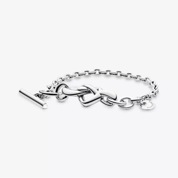 Knotted Heart T-Bar Bracelet 6.3 inch/16 cm 925 Sterling Silver - Picture 4 of 6